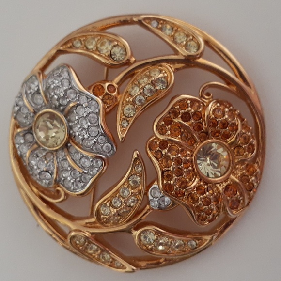 Authentic Swarovski Crystal Swan Stamped 2001 Flower Brooch E103 - Picture 3 of 17